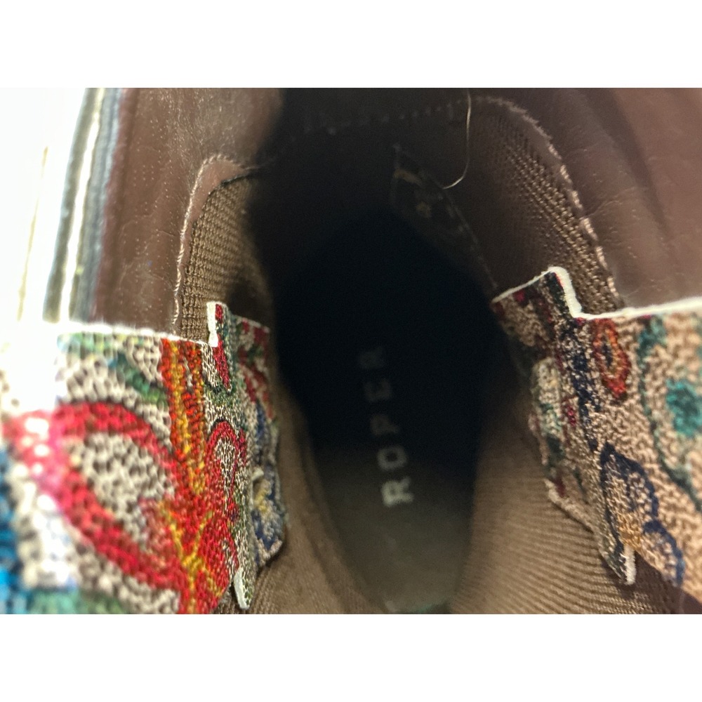 Roper Metallic Gold Floral Western Cowboy Boots 6 Snip Toe Ankle Booties READ - Picture 11 of 15